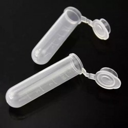 Tube d'essai transparent en plastique avec couvercle 5 ml
